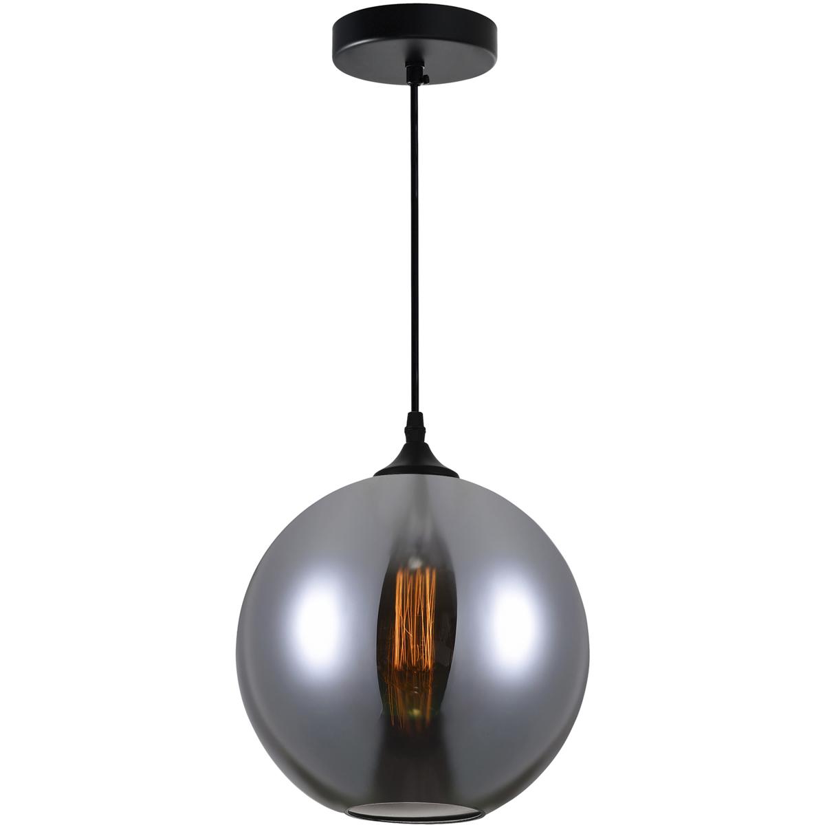 CWI Lighting 5553P10-SMOKE Glass 1 Light 10 inch Black Down Mini Pendant Ceiling Light in Smoke