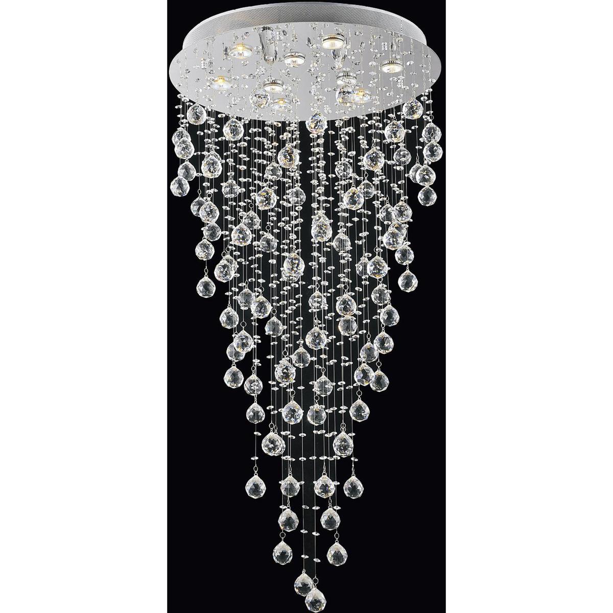 CWI Lighting 6601C24C(H:35) Rain Drop 9 Light 24 inch Chrome Flush Mount Ceiling Light