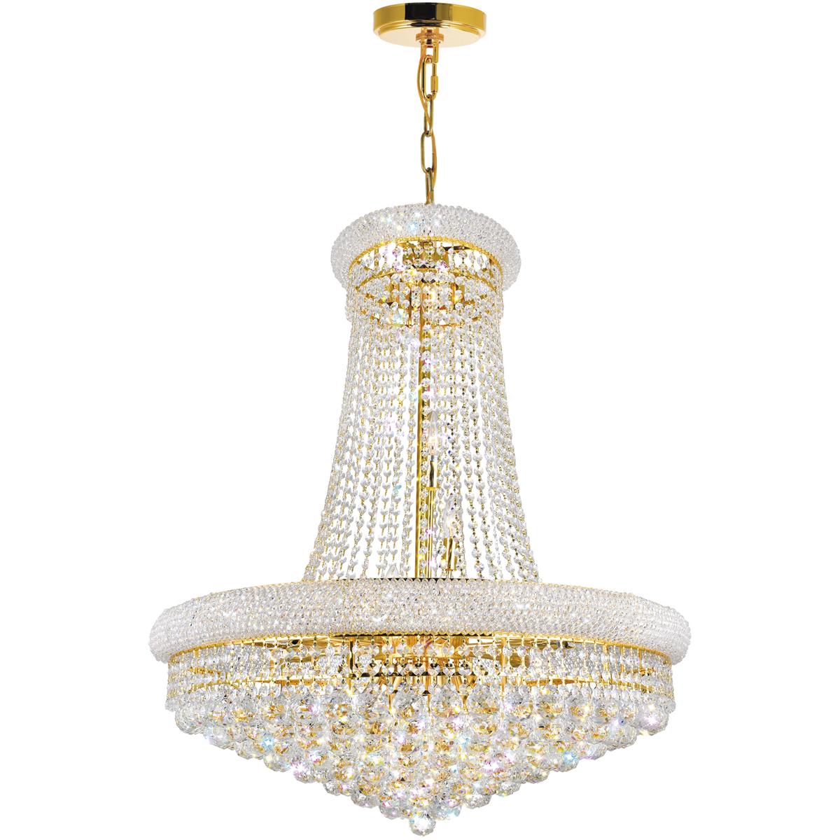 CWI Lighting 8001P28G Empire 18 Light 28 inch Gold Down Chandelier Ceiling Light
