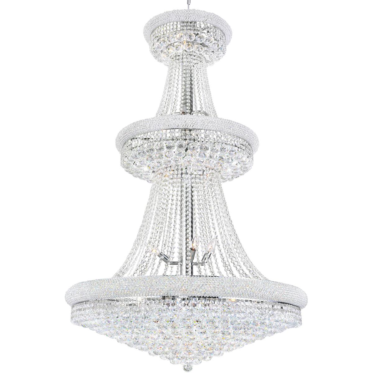 CWI Lighting 8001P36C Empire 34 Light 36 inch Chrome Down Chandelier Ceiling Light