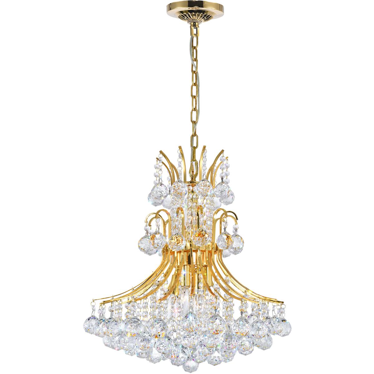 CWI Lighting 8012P20G Princess 8 Light 20 inch Gold Down Chandelier Ceiling Light