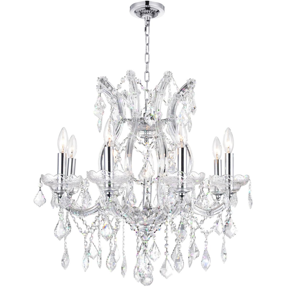 CWI Lighting 8311P24C-9 (CLEAR) Maria Theresa 9 Light 24 inch Chrome Up Chandelier Ceiling Light