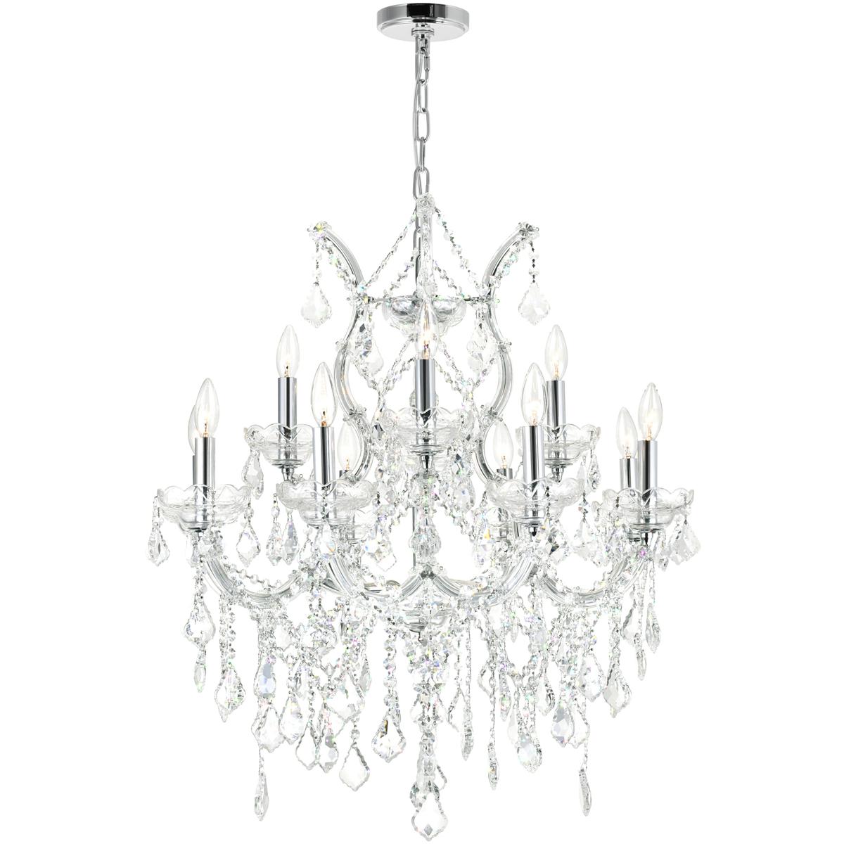 CWI Lighting 8311P30C-13 (CLEAR) Maria Theresa 13 Light 30 inch Chrome Up Chandelier Ceiling Light