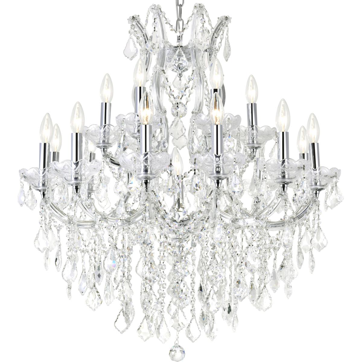 CWI Lighting 8311P32C-19 (CLEAR) Maria Theresa 19 Light 32 inch Chrome Up Chandelier Ceiling Light