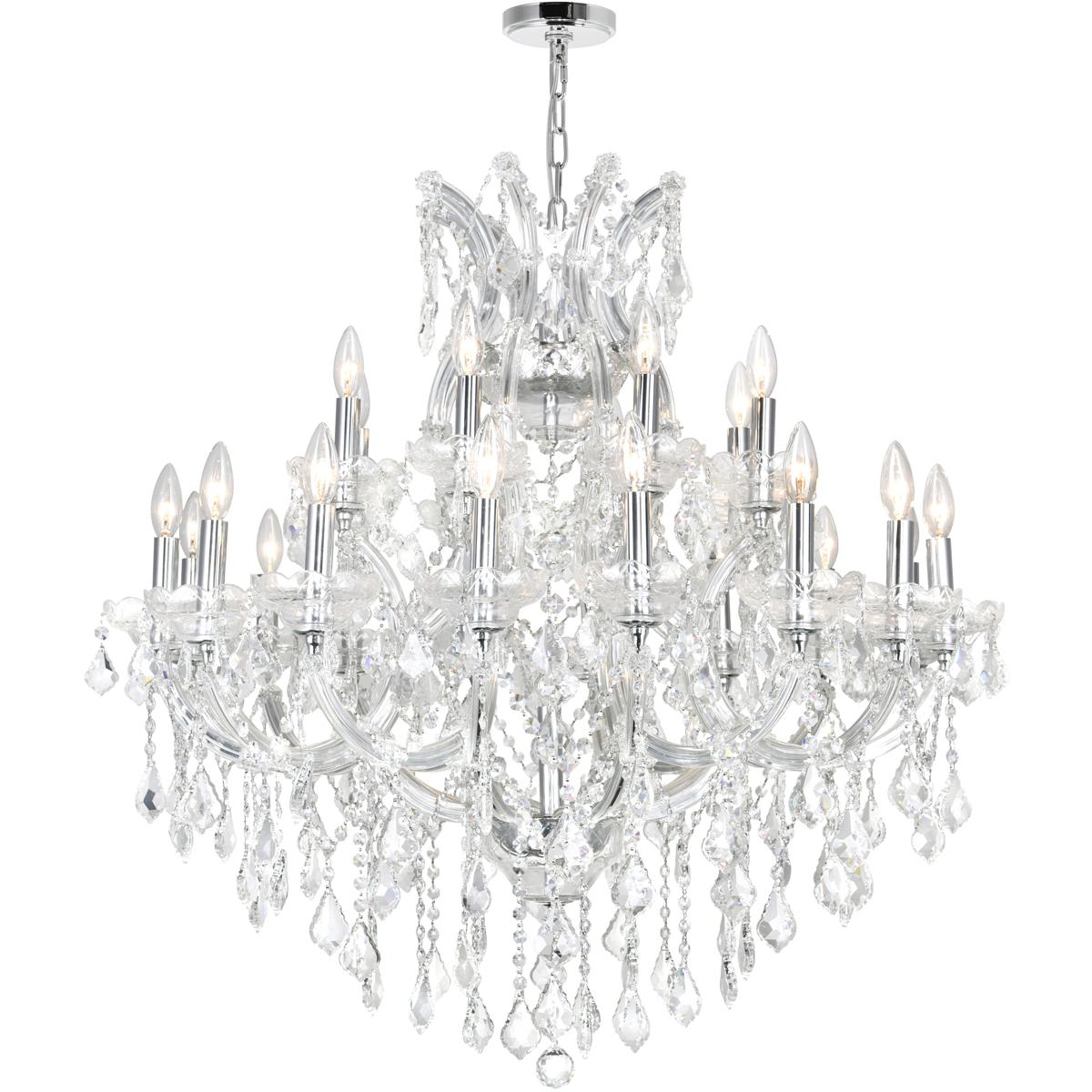 CWI Lighting 8318P36C-25 (CLEAR) Maria Theresa 25 Light 36 inch Chrome Up Chandelier Ceiling Light