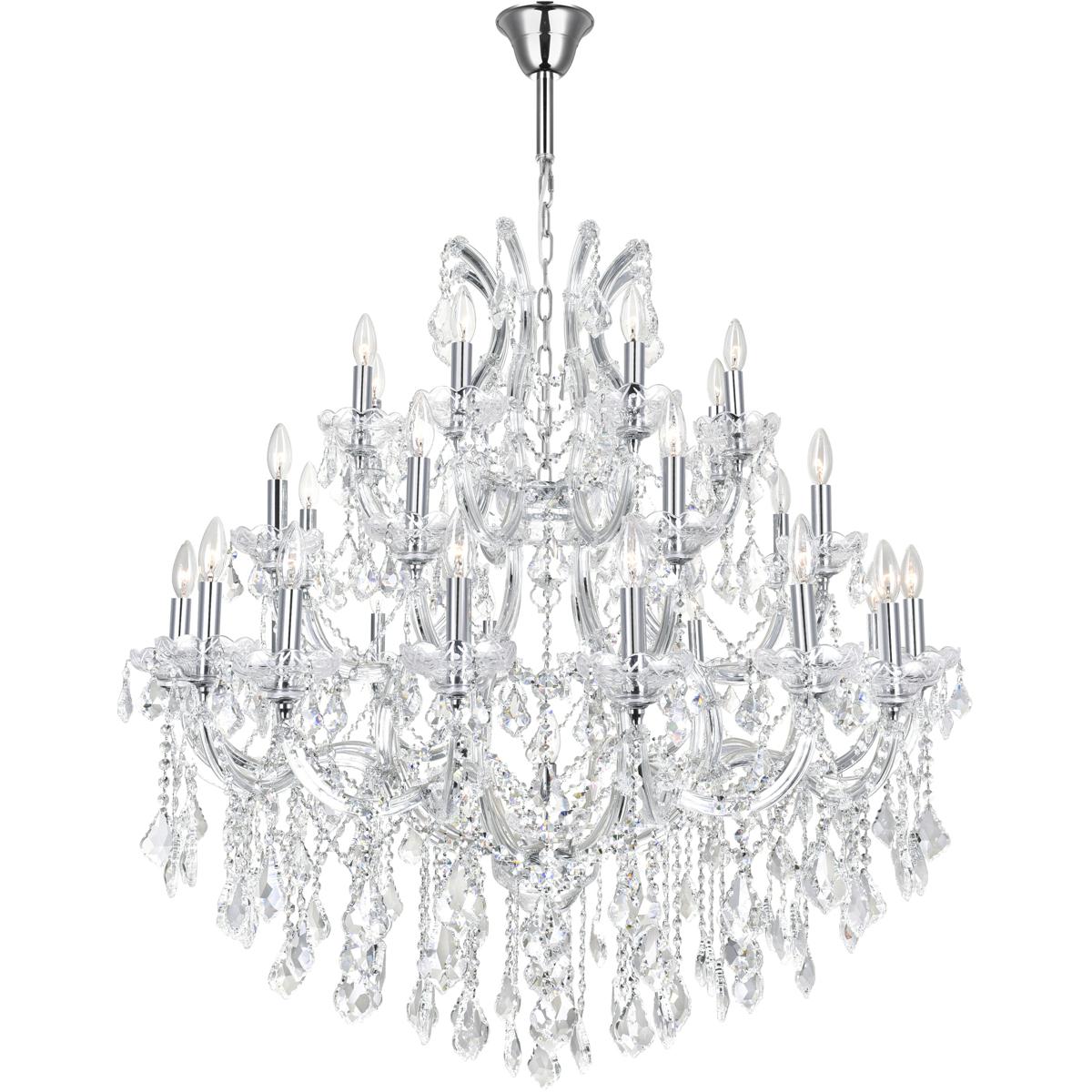 CWI Lighting 8318P42C-33 (CLEAR) Maria Theresa 33 Light 42 inch Chrome Up Chandelier Ceiling Light
