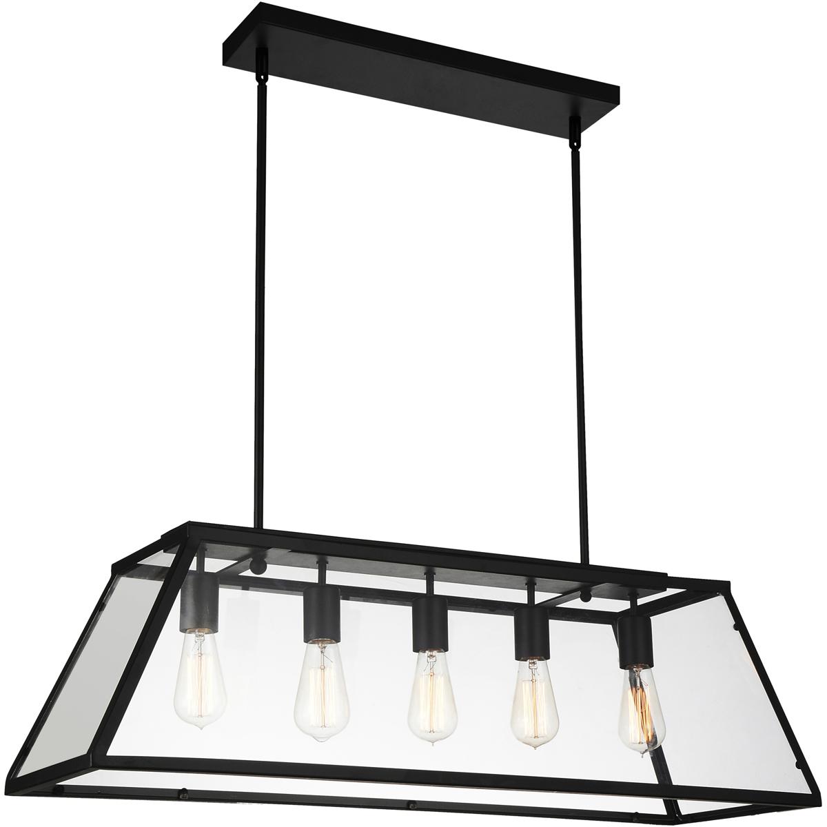 CWI Lighting 9601P36-5-101 Alyson 5 Light 36 inch Black Island/Pool Table Light Ceiling Light