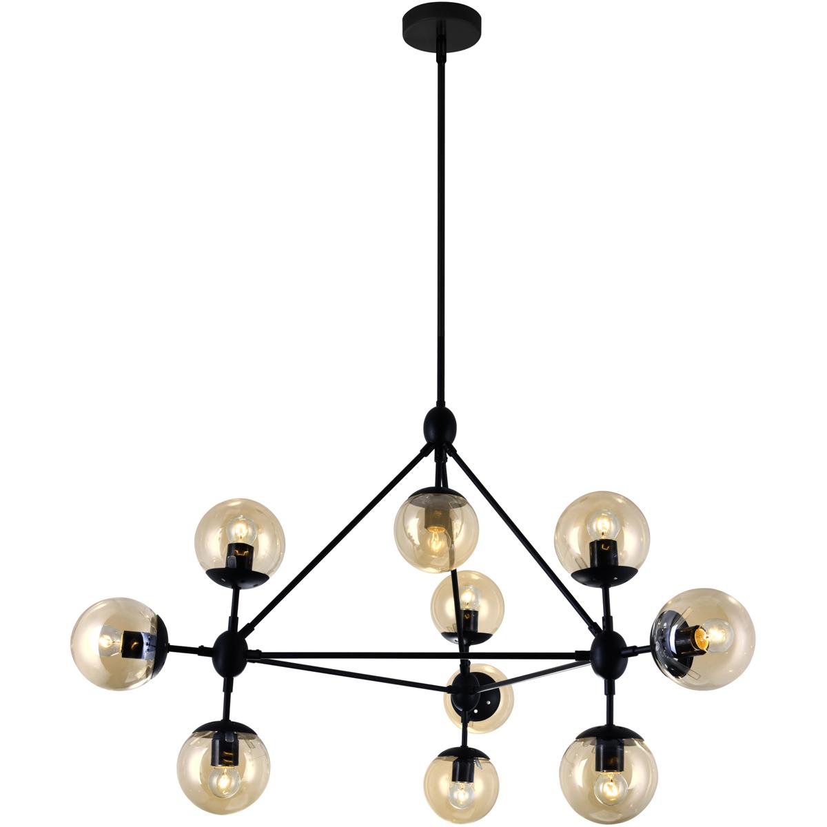 CWI Lighting 9614P39-10-101 Glow 10 Light 39 inch Black Chandelier Ceiling Light