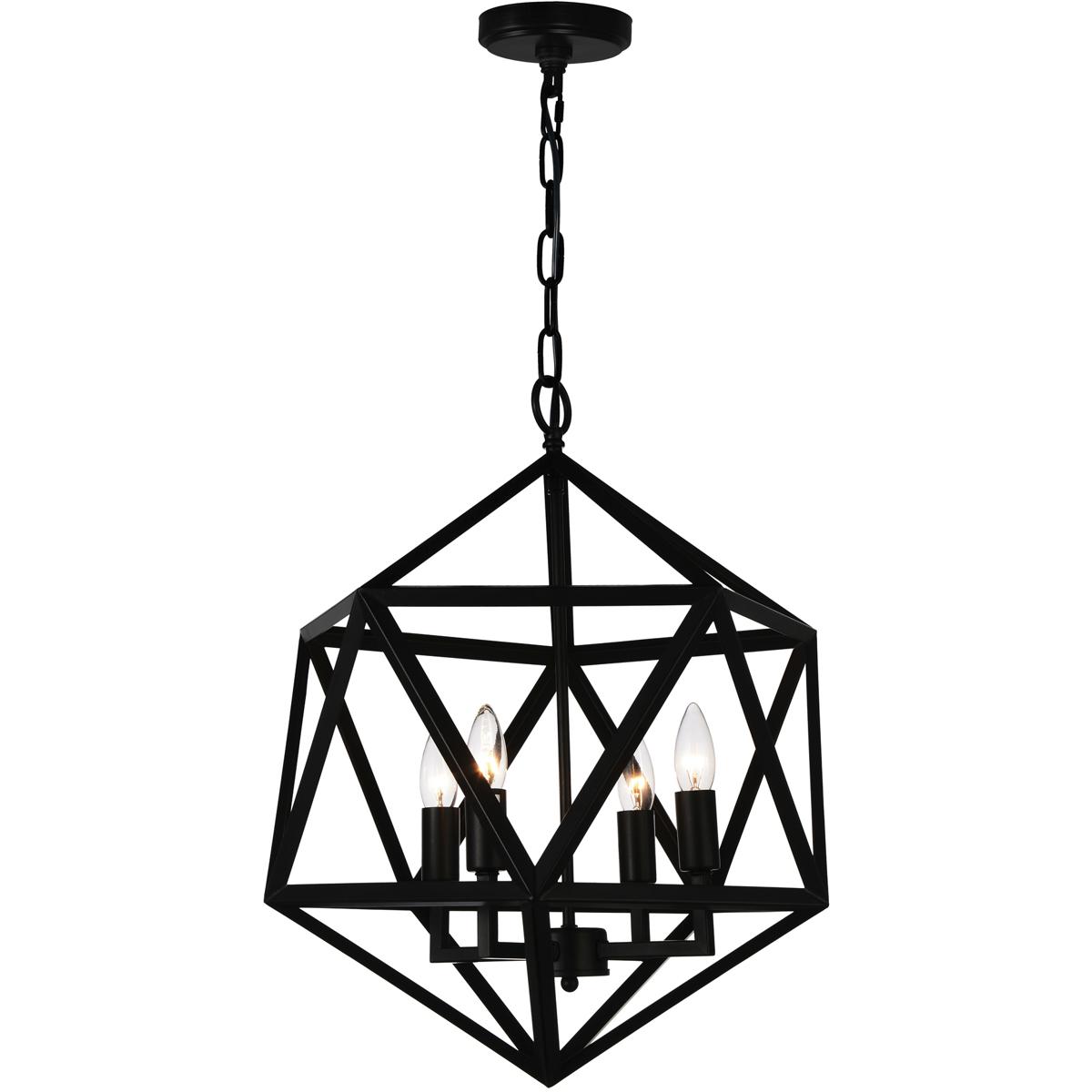 CWI Lighting 9641P20-4-101 Amazon 4 Light 20 inch Black Up Pendant Ceiling Light