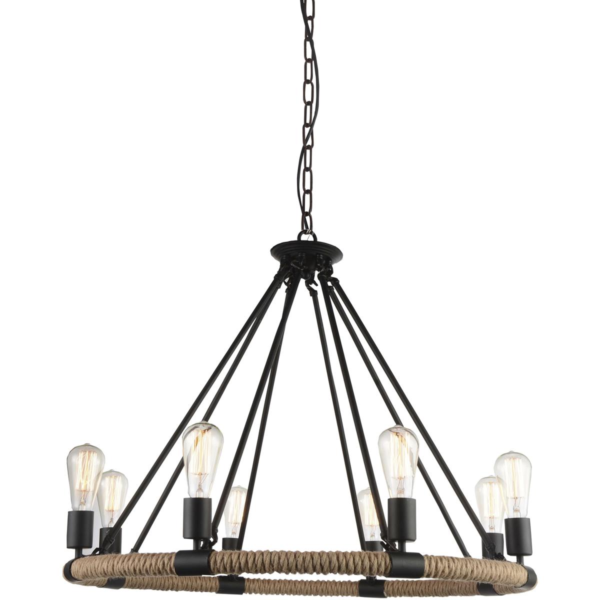CWI Lighting 9671P33-8-101 Ganges 8 Light 33 inch Black Up Chandelier Ceiling Light