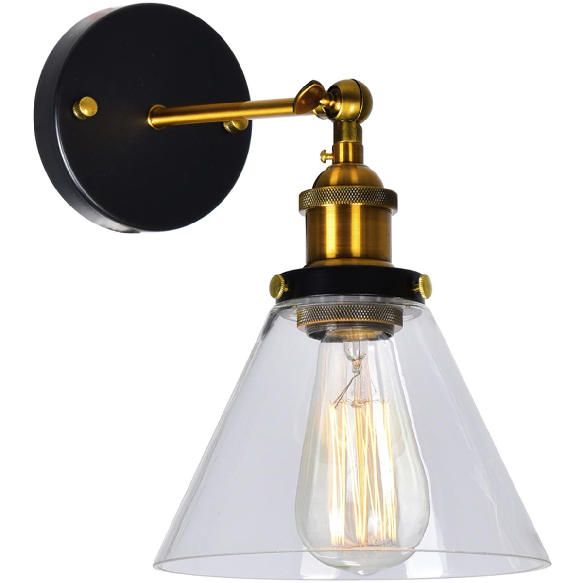 CWI Lighting 9735W7-1-101 Eustis 1 Light 7 inch Black and Gold Brass Wall Light