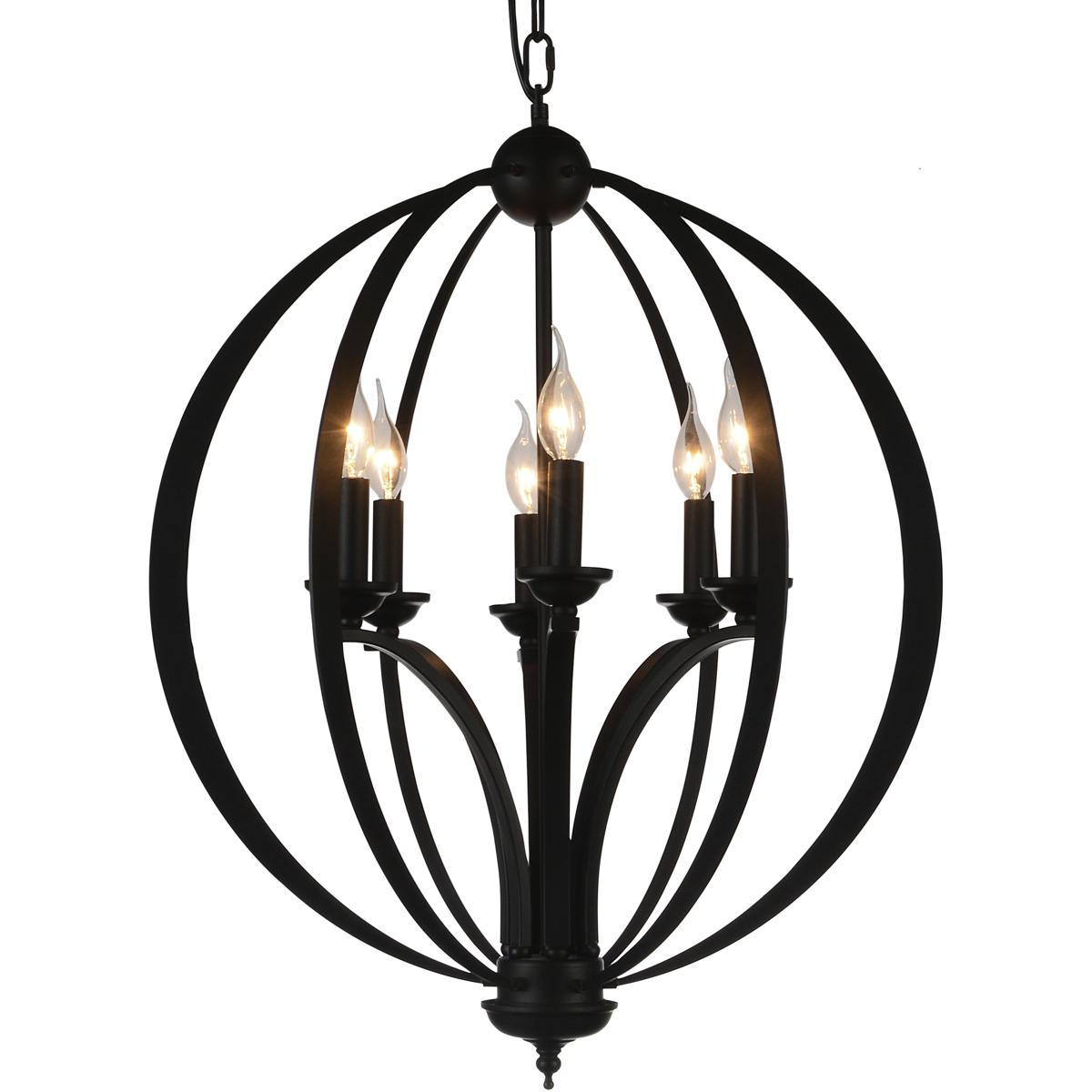 CWI Lighting 9825P24-6-101 Drift 6 Light 24 inch Black Up Chandelier Ceiling Light