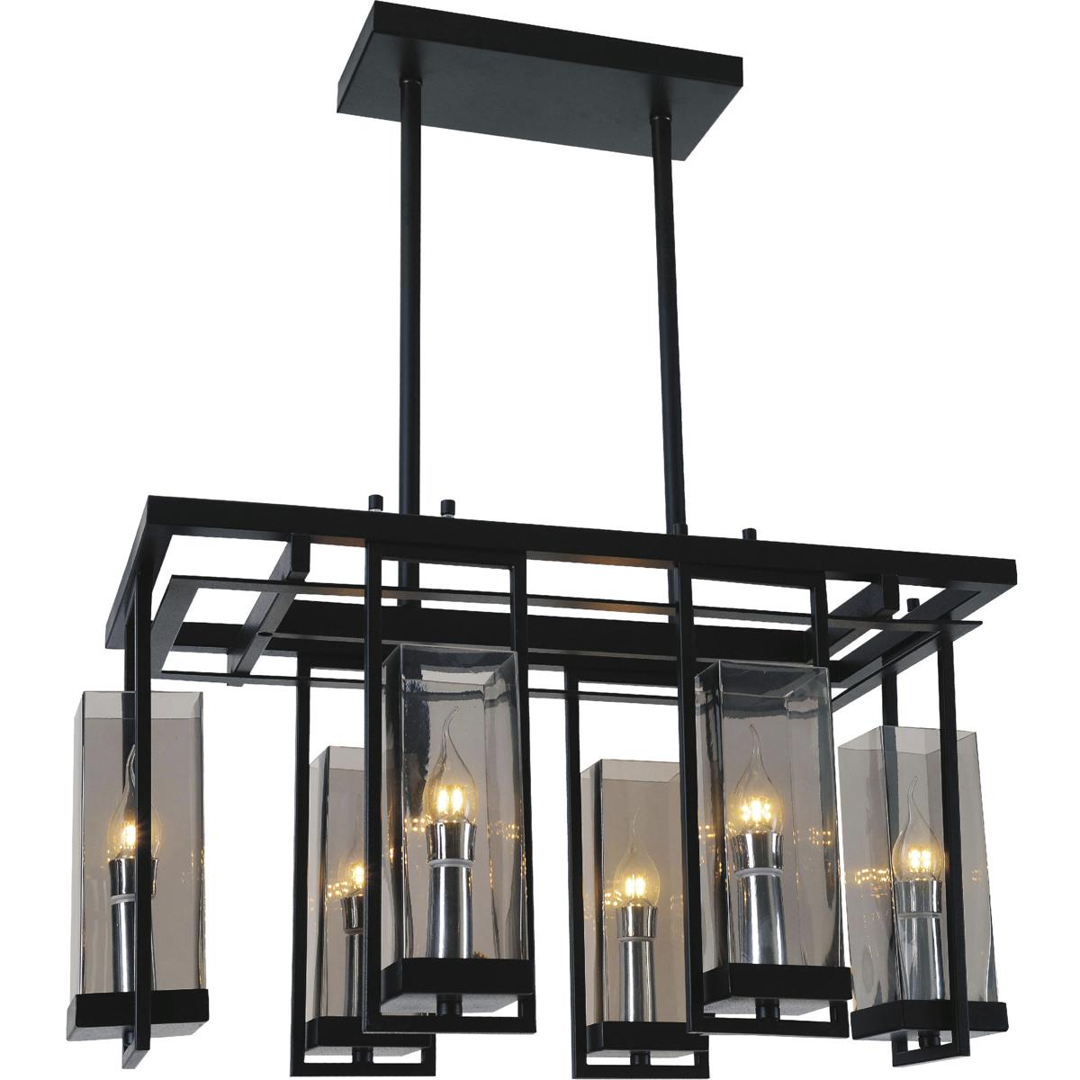 CWI Lighting 9858P27-6-RC-101 Vanna 6 Light 14 inch Black Up Chandelier Ceiling Light