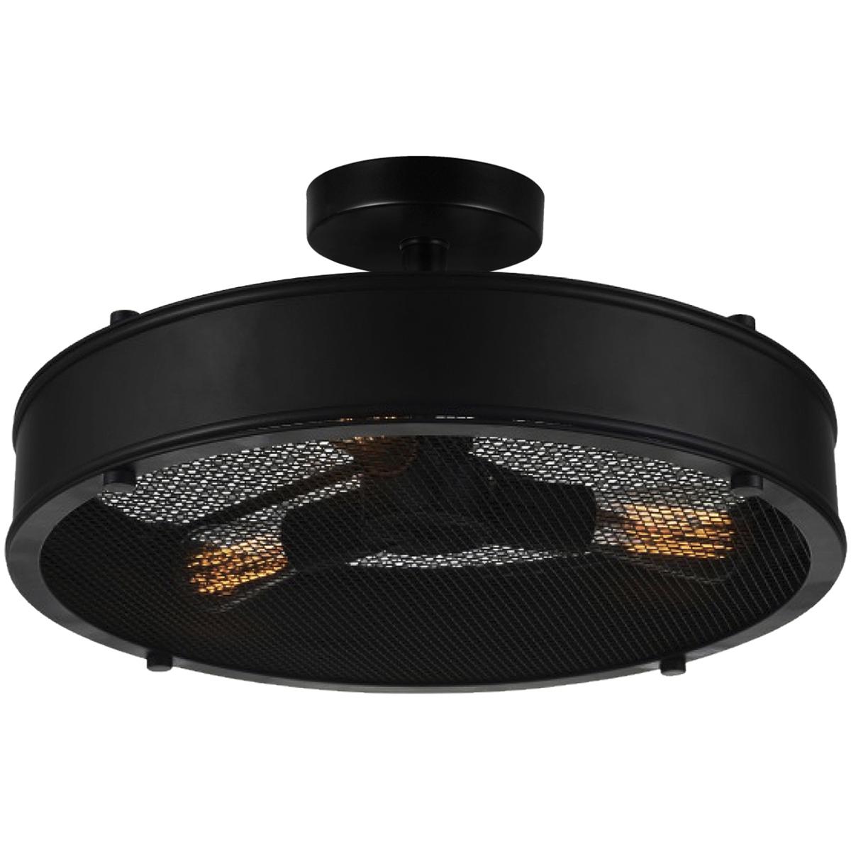 CWI Lighting 9904C16-3-101 Tigris 3 Light 16 inch Black Drum Shade Flush Mount Ceiling Light