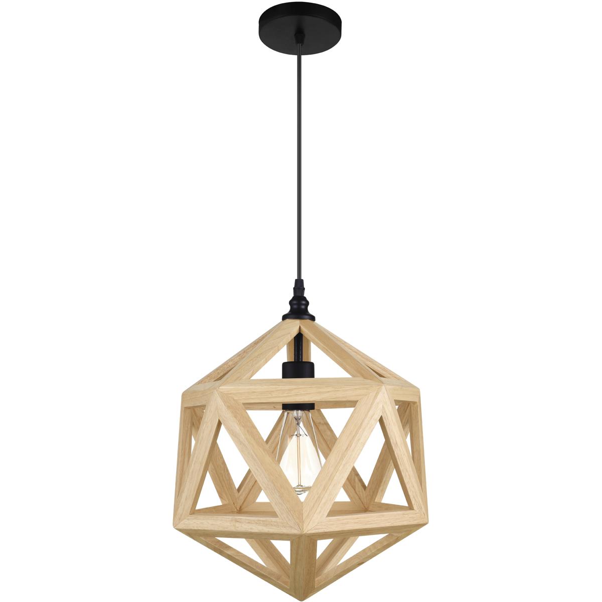 CWI Lighting 9945P13-1-101 Lante 1 Light 13 inch Black and Wood Pendant Ceiling Light