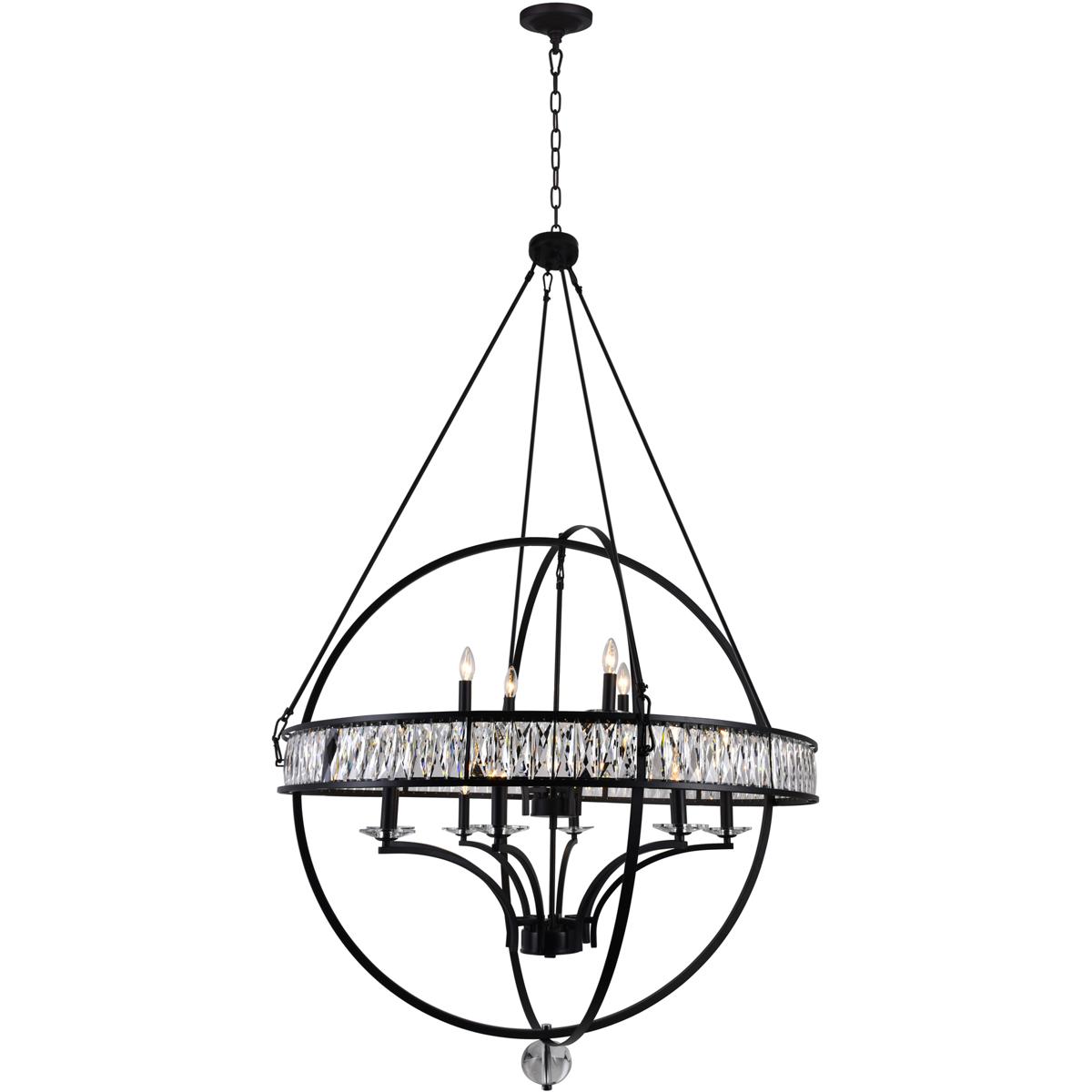 CWI Lighting 9957P42-12-101 Arkansas 12 Light 42 inch Black Chandelier Ceiling Light