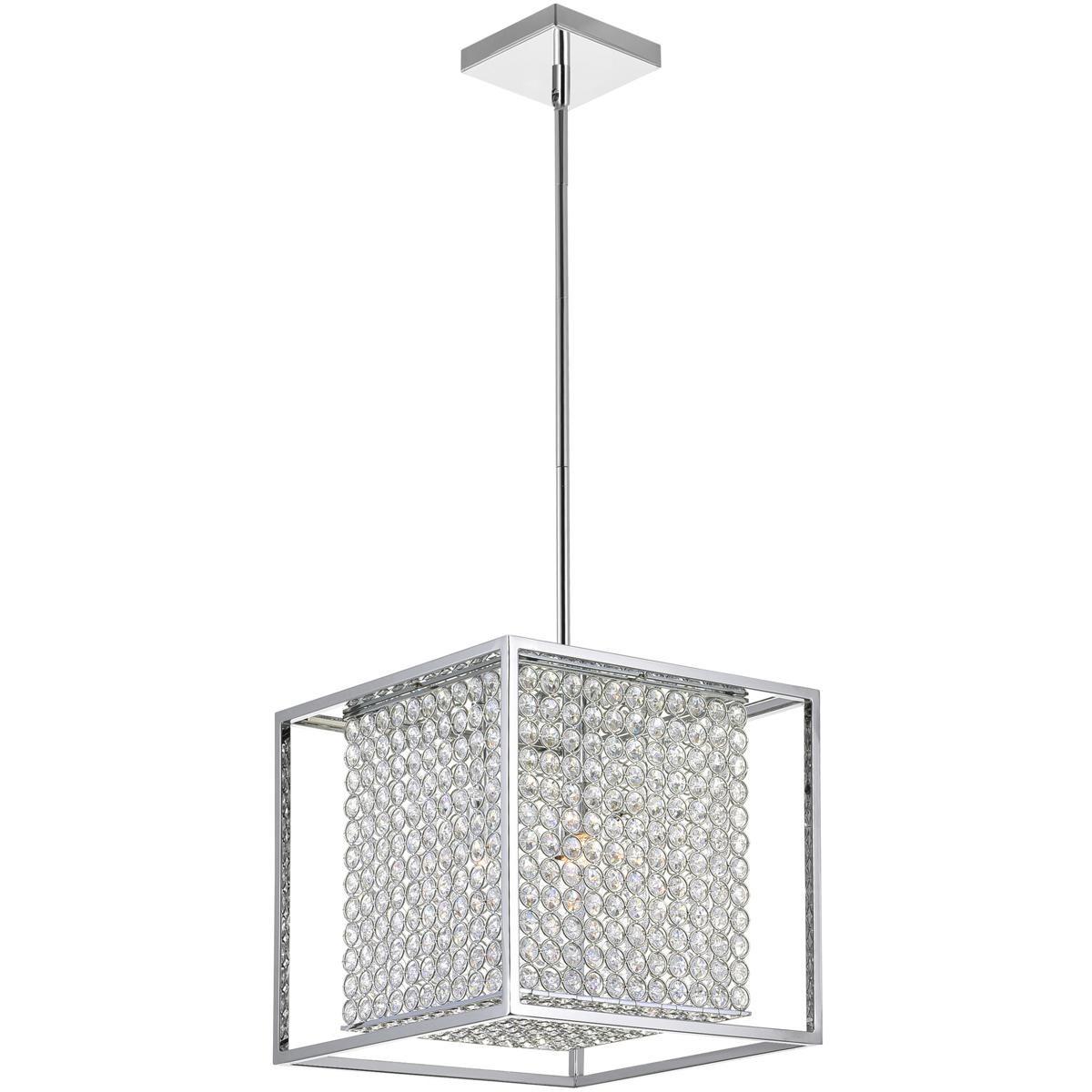 CWI Lighting QS8381P12C-S Cube 3 Light 12 inch Chrome Chandelier Ceiling Light