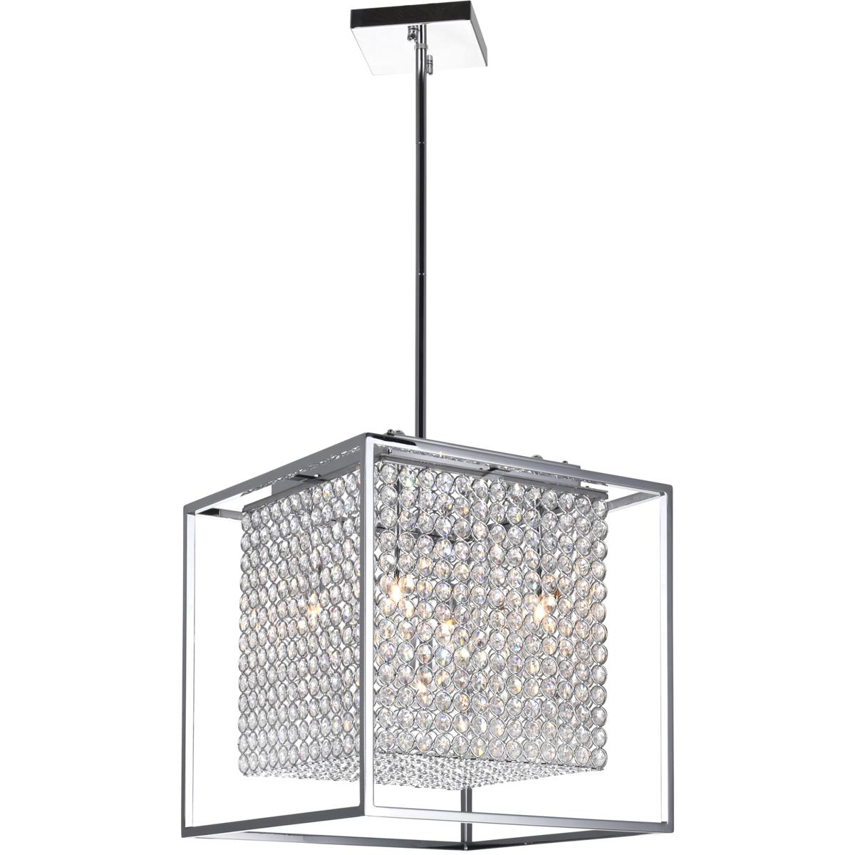 CWI Lighting QS8381P14C-S Cube 5 Light 14 inch Chrome Chandelier Ceiling Light