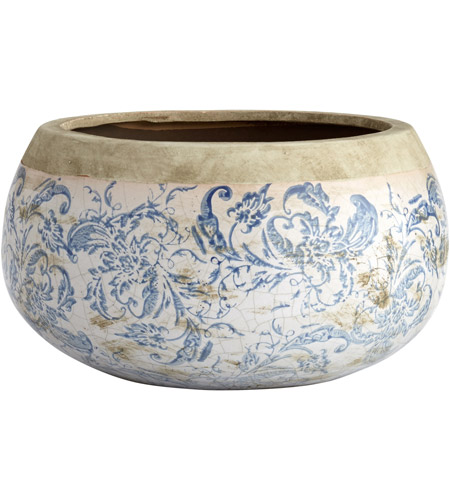 Cyan Design 07407 Isela Blue And White Planter, Large