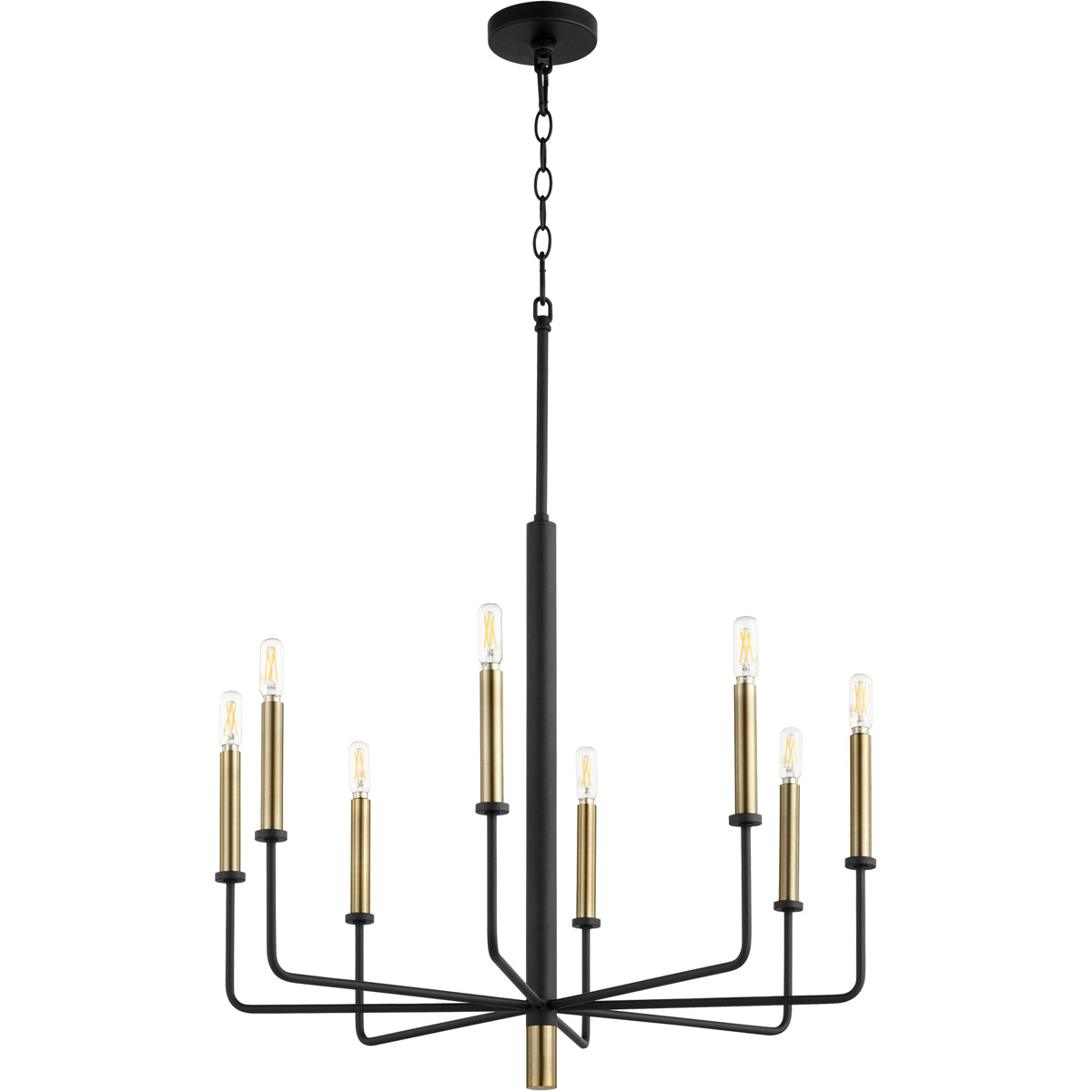 Cyan Design 10967 Apollo 8 Light 27 inch Noir/Aged Brass Chandelier Ceiling Light