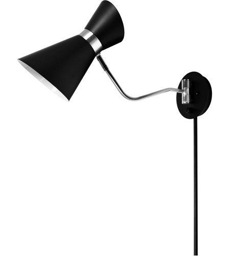 Dainolite 1681W-BK-PC Cameron 22 inch 60 watt Black and Polished Chrome Swing Arm Wall Lamp Wall Light photo