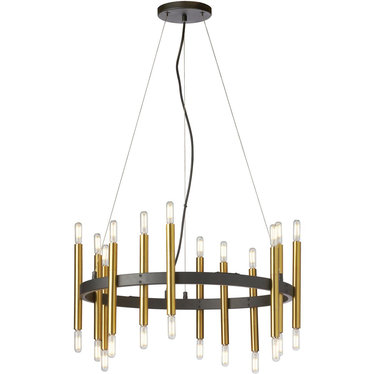 Dainolite DER-2424C-MB-AGB Derry 24 Light 24 inch Matte Black with Aged Brass Chandelier Ceiling Light in Matte Black and Aged Brass