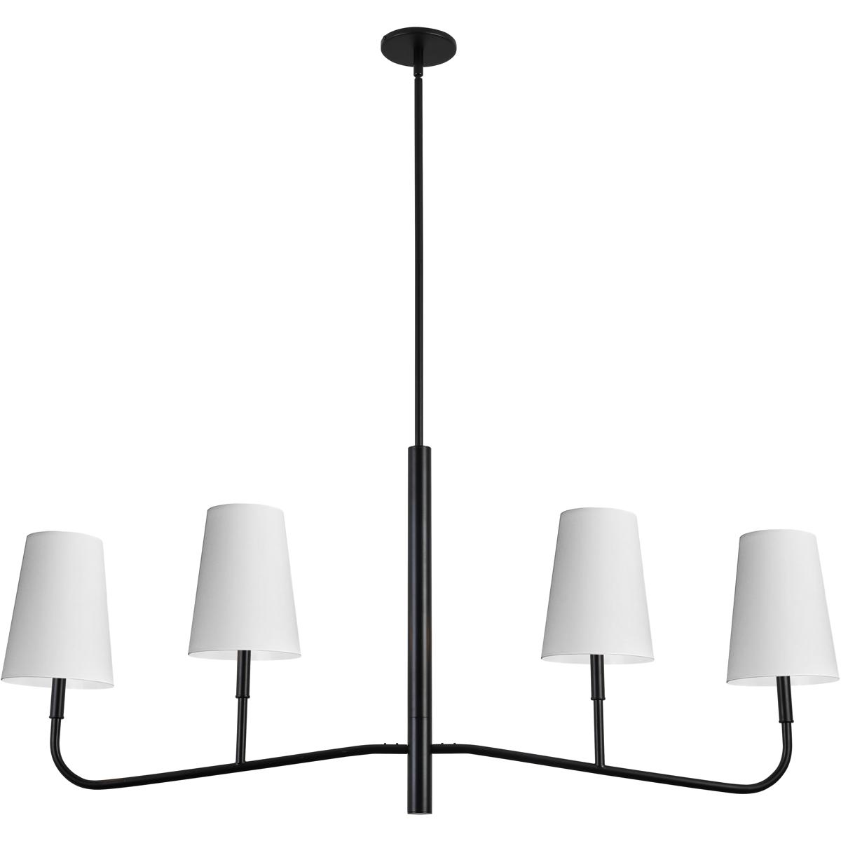Dainolite ELN-534HC-MB-790 Eleanor 4 Light 53 inch Matte Black Horizontal Chandelier Ceiling Light in White
