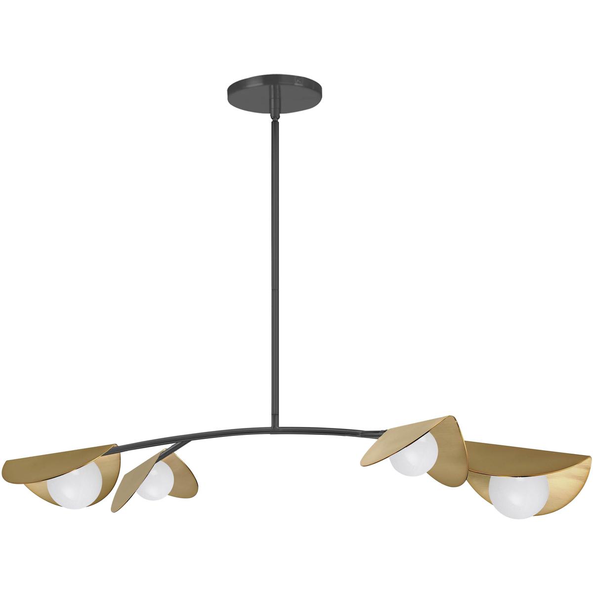 Dainolite EMM-414HP-MB-AGB Emma 4 Light 41 inch Matte Black with Aged Brass Horizontal Pendant Ceiling Light in Matte Black and Aged Brass