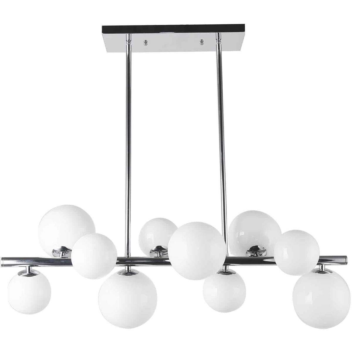 Dainolite GLA3110HPPC Glasgow 10 Light 31 inch Polished Chrome Horizontal Pendant Ceiling Light in White