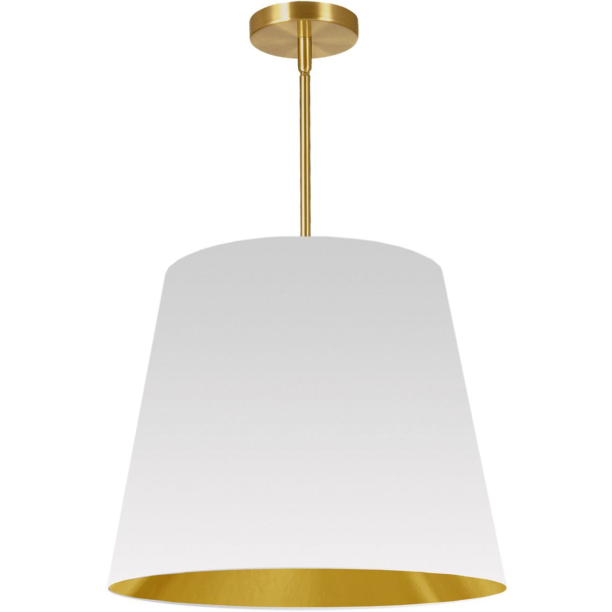 Dainolite ODR-M-692 Oversized Drum 1 Light 20 inch Aged Brass Pendant Ceiling Light in White/Gold Jewel Tone, Medium