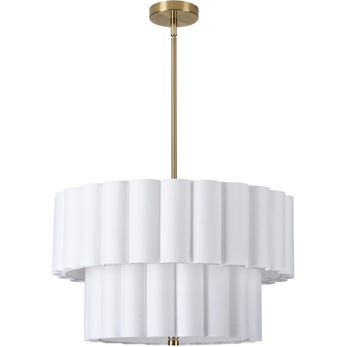 Dainolite PCA-224P-AGB-WH Pacifica LED 22 inch Aged Brass Pendant Ceiling Light in White, Tiered