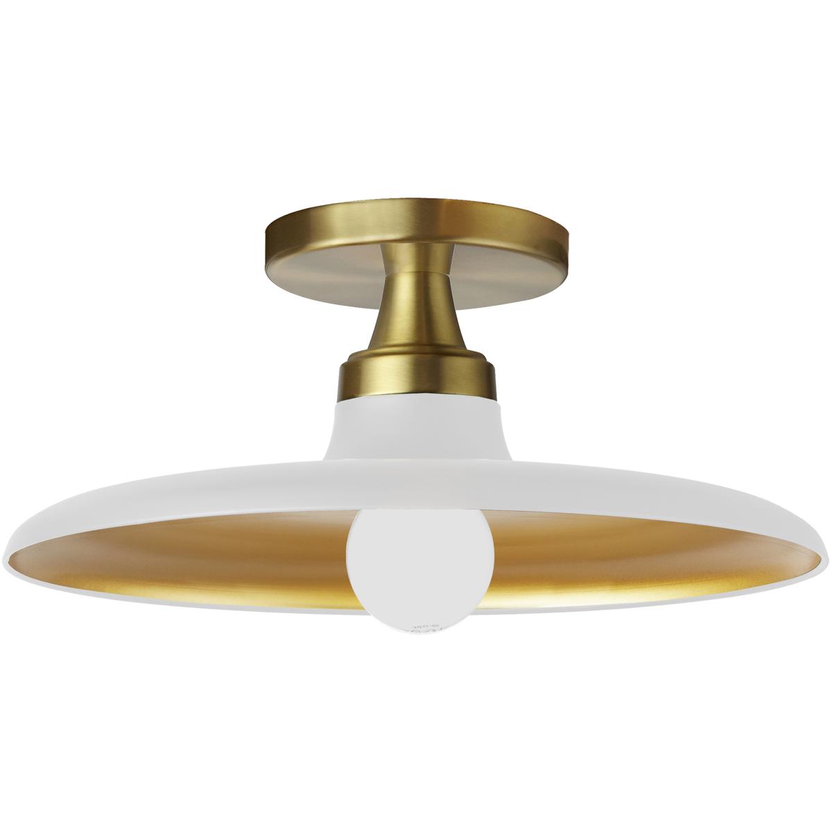 Dainolite QTN-121SF-MW-AGB Quentin 1 Light 12 inch Matte White and Aged Brass Semi Flush Mount Ceiling Light in Matte White/Aged Brass