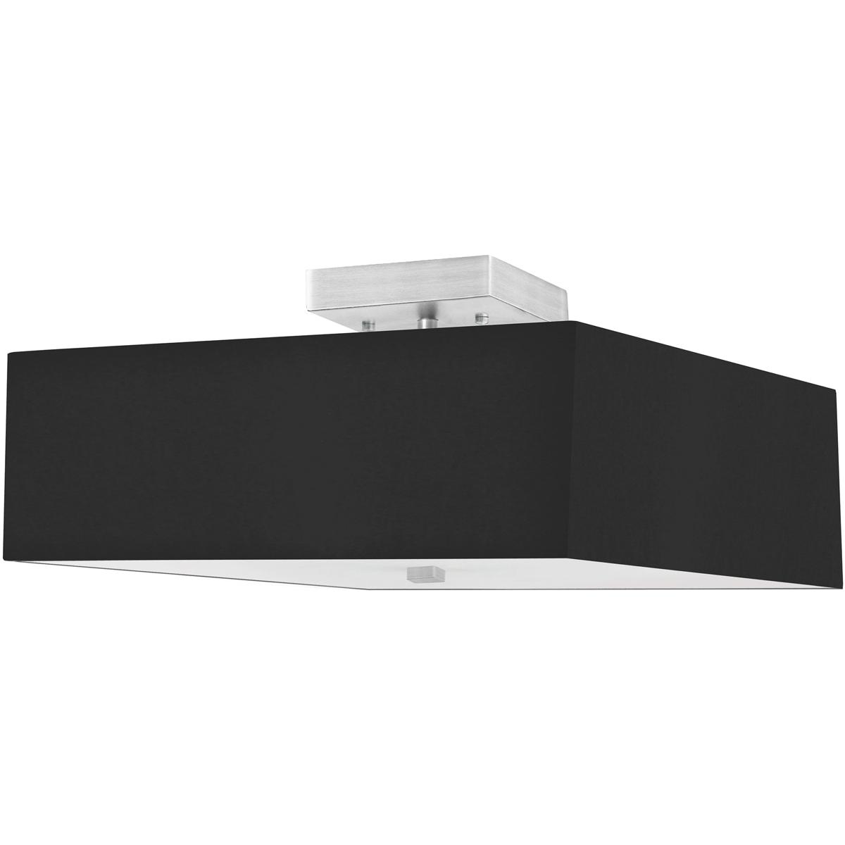 Dainolite SRN-143SF-SC-BK Seren 3 Light 14.25 inch Satin Chrome with Black Semi-Flush Mount Ceiling Light