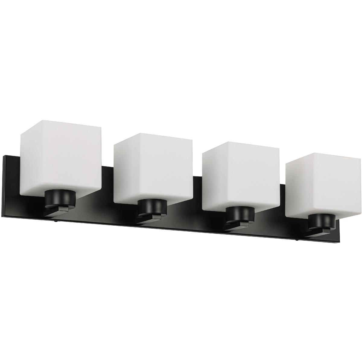 Dainolite VED-294W-MB Veda 4 Light 30.75 inch Matte Black Vanity Light Wall Light in White Opal