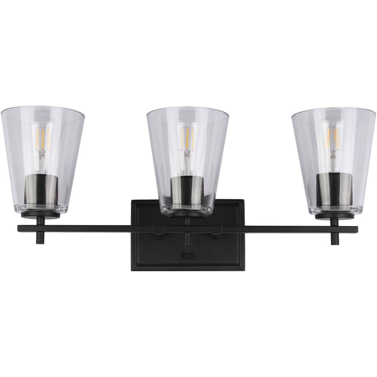 Dainolite WND-233W-MB Wenda 3 Light 23 inch Matte Black Vanity Light Wall Light
