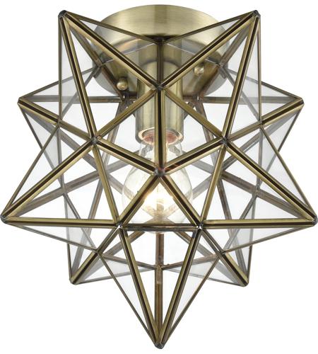 Moravian Star 1 Light 10 Inch Antique Brass Flush Mount Ceiling Light