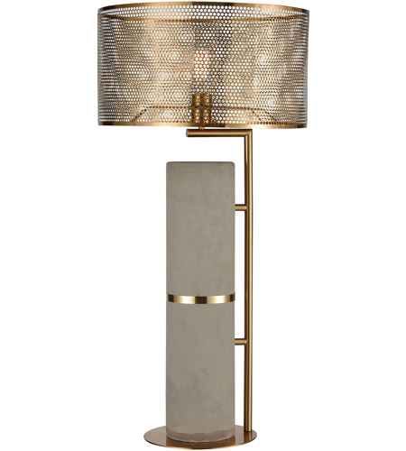 concrete and brass table lamp