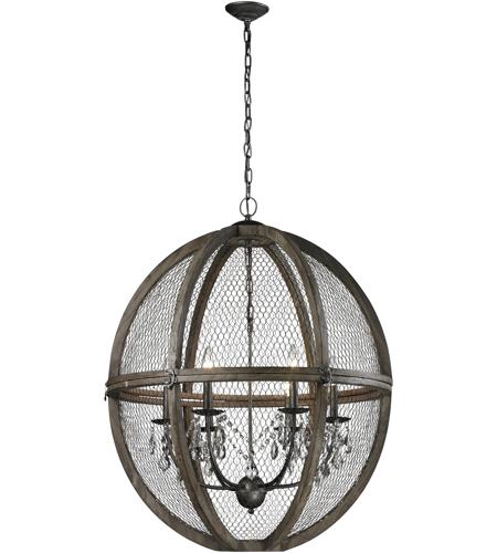 Dimond Home 140-008 Renaissance Invention 6 Light 30 inch Aged Wood/Bronze/Clear Crystal Chandelier Ceiling Light in Large, Large