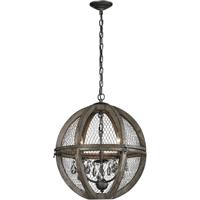 Dimond Home 140-007 Renaissance Invention 3 Light 18 inch Aged Wood/Bronze/Clear Crystal Chandelier Ceiling Light in Small, Small photo thumbnail