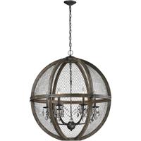 Dimond Home 140-008 Renaissance Invention 6 Light 30 inch Aged Wood/Bronze/Clear Crystal Chandelier Ceiling Light in Large, Large photo thumbnail