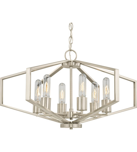 Dolan Designs 1145 09 Hexagon 6 Light 26 Inch Satin Nickel Chandelier Ceiling Light