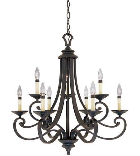 Designers Fountain 9039 Ni Barcelona 9 Light 28 Inch Natural Iron Chandelier Ceiling - Iron Chandelier Ceiling Light