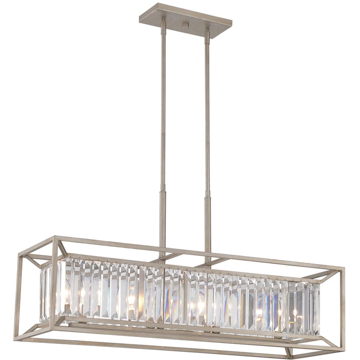 Designers Fountain 87438-AP Linares 4 Light 36 inch Aged Platinum Linear Chandelier Ceiling Light