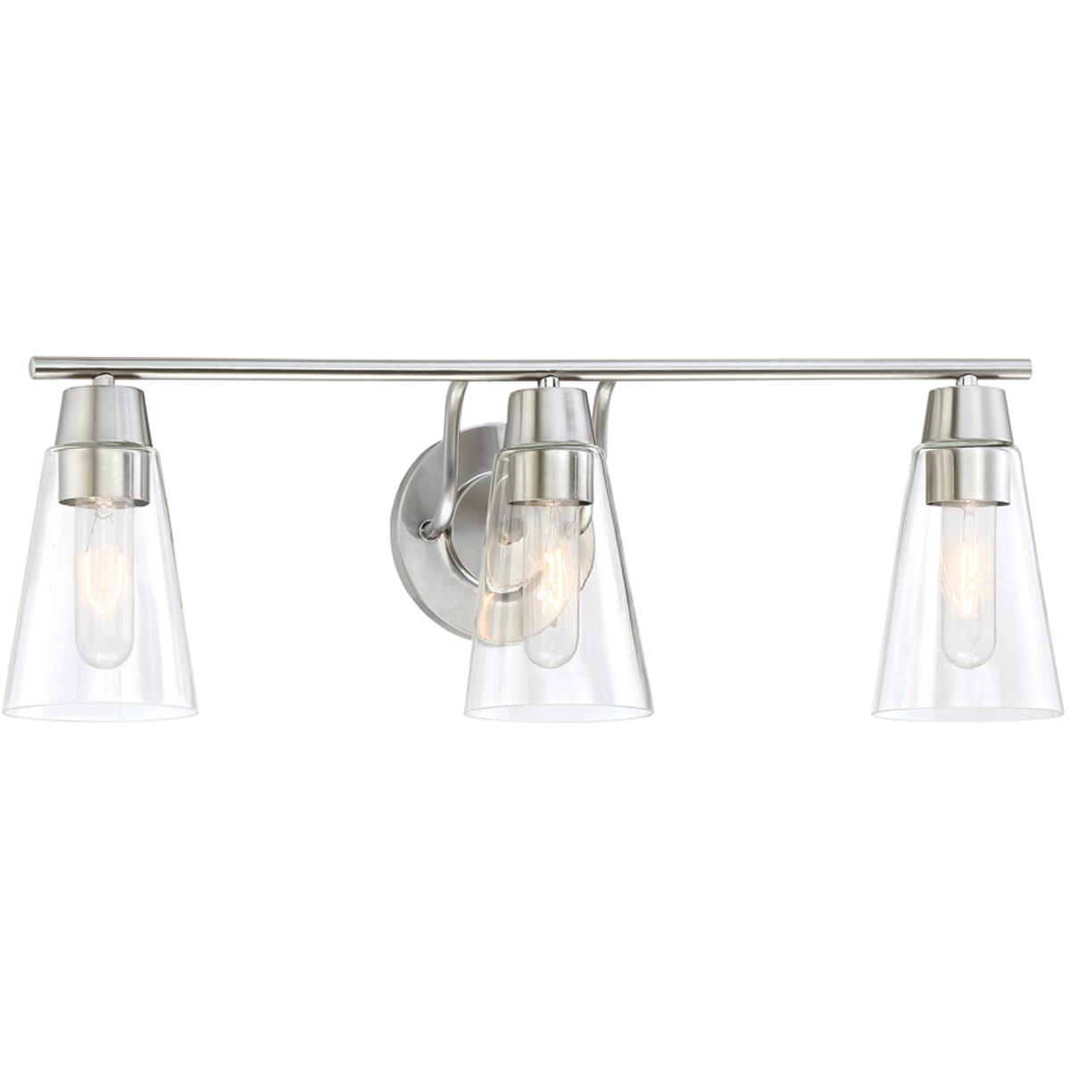 Designers Fountain 87803-SP Echo 3 Light 24.63 inch Satin Platinum Bath Bar Wall Light