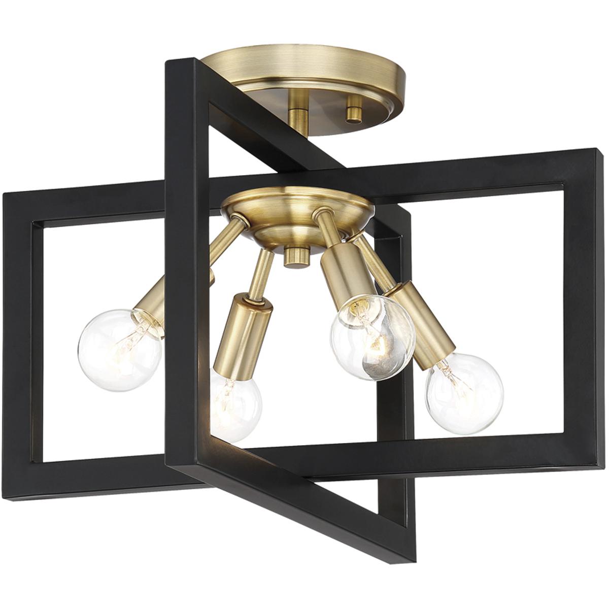 Designers Fountain 92811-AWB Xander 4 Light 15 inch Aged Warm Brass Semi-Flush Ceiling Light