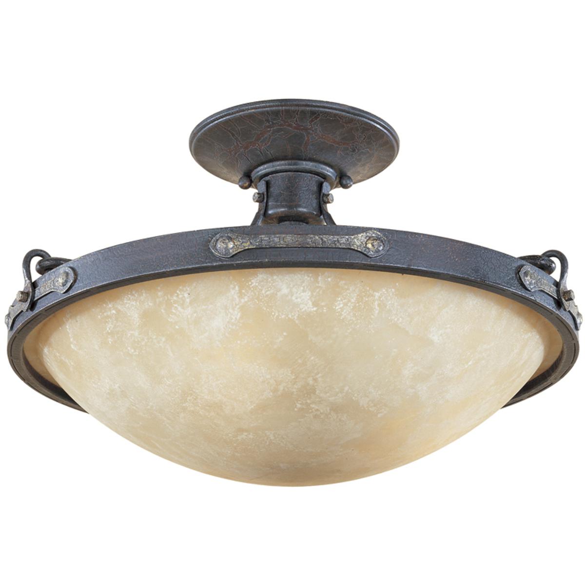 Designers Fountain 97311-WSD Austin 3 Light 16.25 inch Weathered Saddle Semi-Flush Ceiling Light