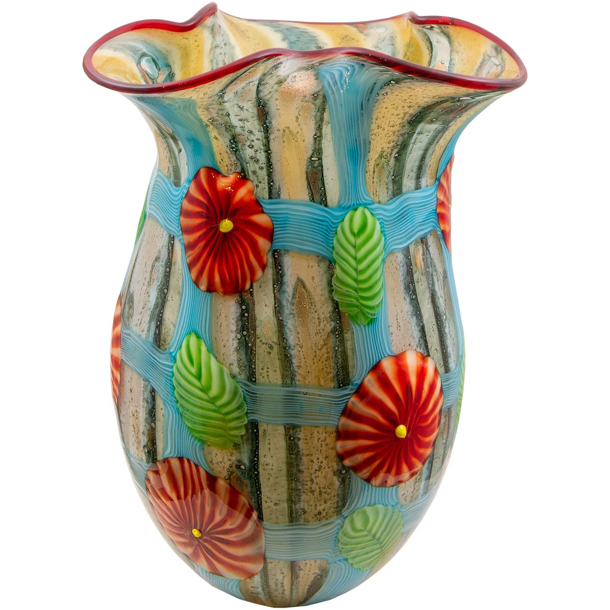 Tiffany Style Lighting Plazio Hand Blown Art Glass Vase