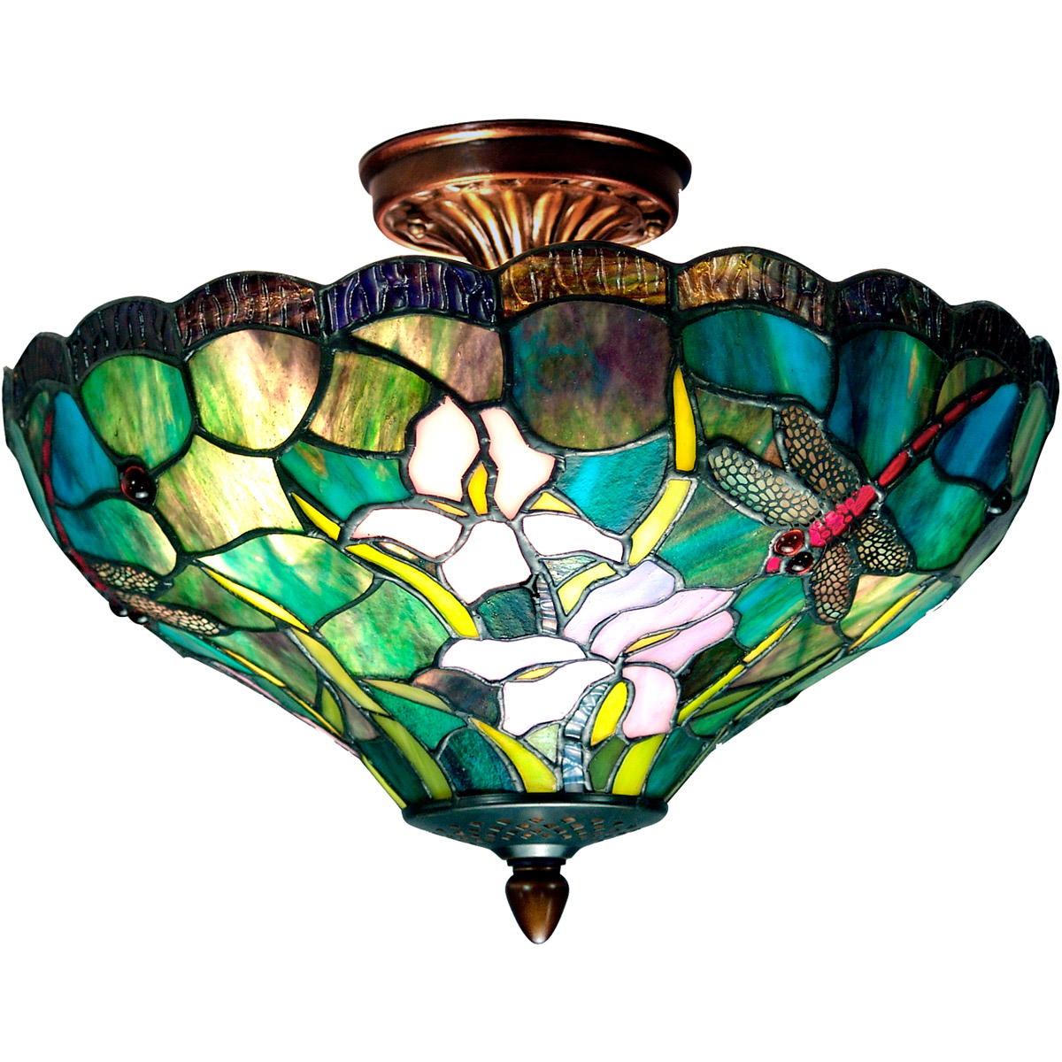 Dale Tiffany TH70098 Evelyn 3 Light 14 inch Antique Brass Flush Mount Ceiling Light