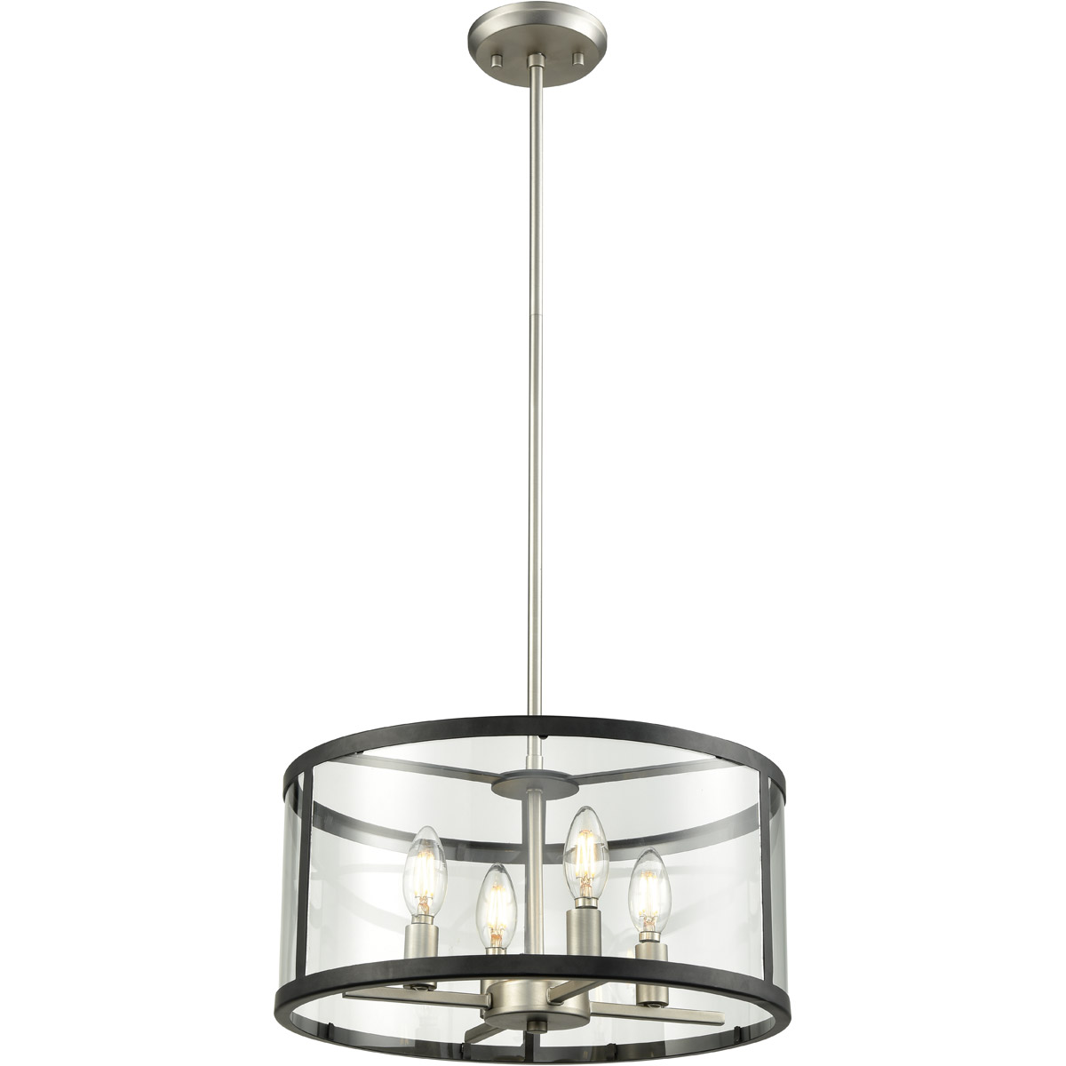 DVI DVP25406BN/GR-CL Downtown 4 Light 15.75 inch Buffed Nickel And Graphite Pendant Ceiling Light