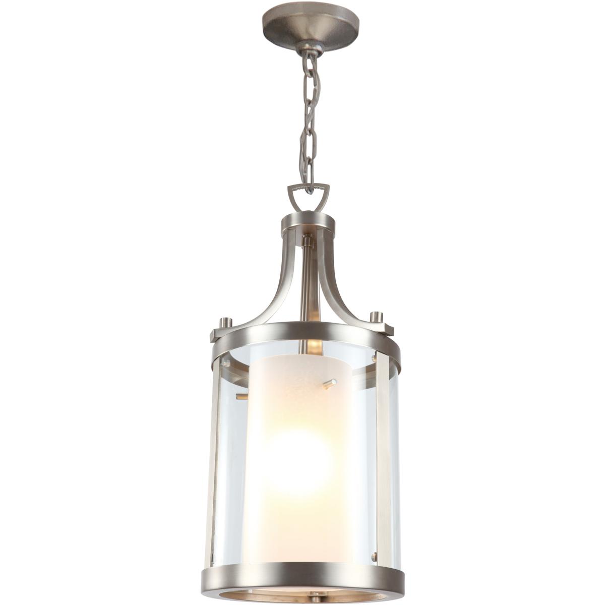 DVI DVP9010BN-OP Essex 1 Light 10 inch Buffed Nickel Pendant Ceiling Light in Half Opal Glass